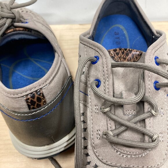 Aravon Betty-AR Leather Sneakers, Women's 8, Casual Lace-Up‎ Stone Tan Cut-Outs - Picture 7 of 10